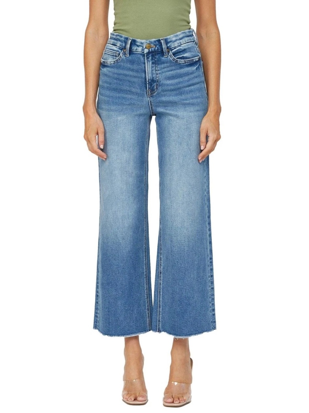 Mica Denim Festival Stretch Super High Rise Wide Leg Ankle Jeans 27